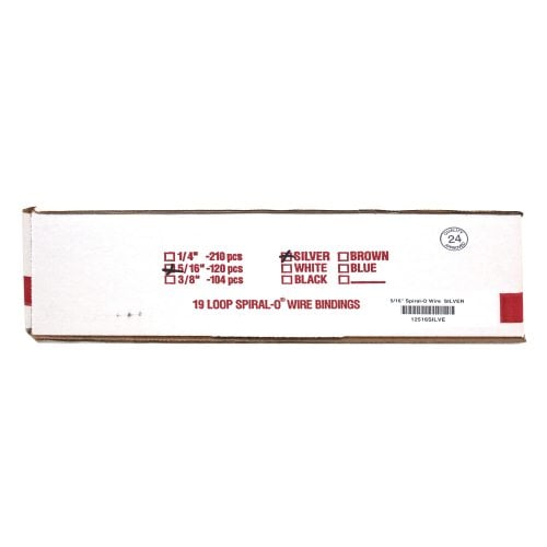 5/16" Silver Spiral-O 19 Loop Wire Binding Combs - 100pk
