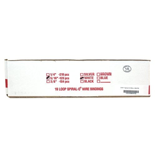 5/16" White Spiral-O 19 Loop Wire Binding Combs - 100pk