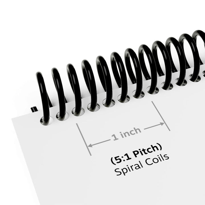 12" Black 12mm 5:1 Pitch Spiral Binding Coil - 100pk