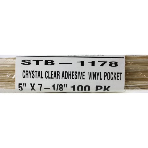 5" x 7-1/8" Crystal Clear Adhesive Vinyl Pockets 100pk