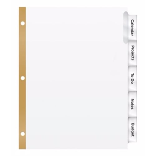 Avery 5-tab White Paper WorkSaver Big Tab Clear Dividers - 11122