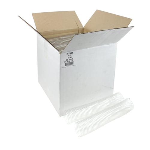 50mm Clear 4:1 Pitch Spiral Binding Coil - 100pk
