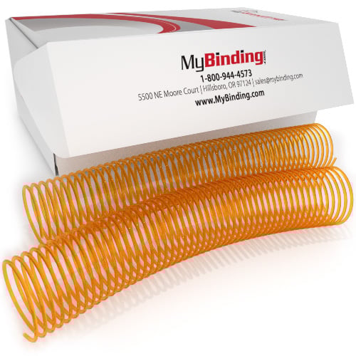 50mm Neon Amber 4:1 Pitch Spiral Binding Coil - 100pk