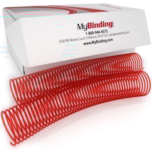 50mm Neon Red 4:1 Pitch Spiral Binding Coil - 100pk