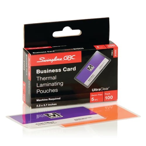 GBC Swingline 5mil UltraClear Business Card Size Thermal Laminating Pouches 100pk - 51005C