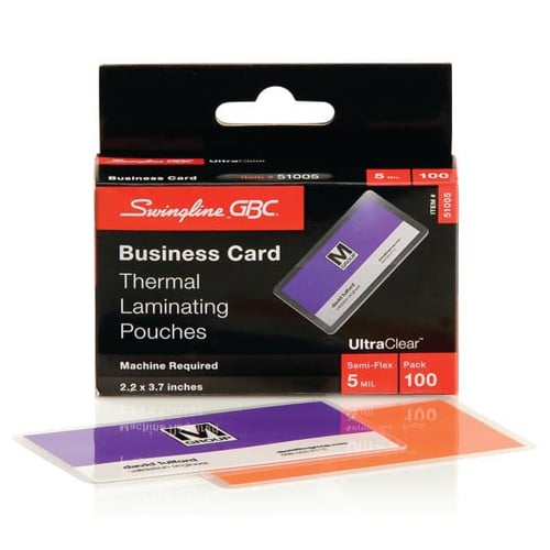 GBC Swingline 5mil UltraClear Business Card Size Thermal Laminating Pouches 100pk - 51005C
