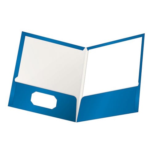 Oxford ShowFolio Blue Laminated Letter-Size Two-Pocket Folders - 25pk