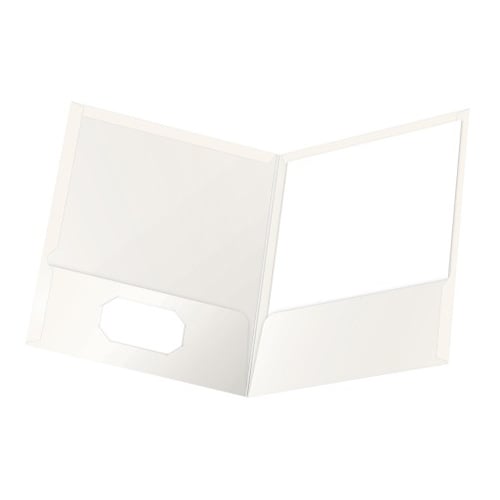 Oxford ShowFolio White Laminated Letter-Size Two-Pocket Folders - 25pk