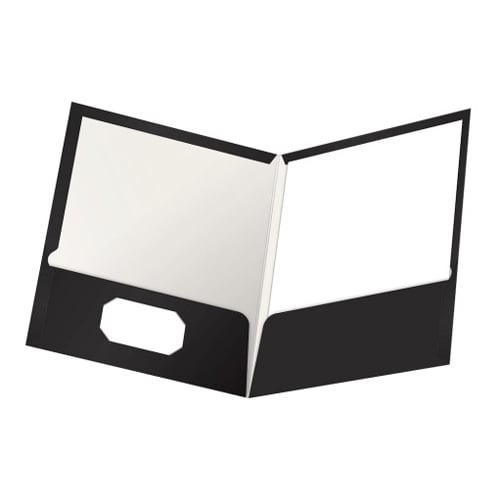 Oxford ShowFolio Black Laminated Letter-Size Two-Pocket Folders - 25pk