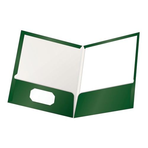 Oxford ShowFolio Green Laminated Letter-Size Two-Pocket Folders - 25pk