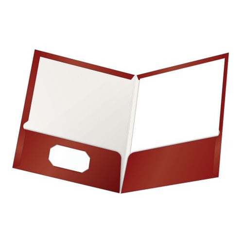 Oxford ShowFolio Crimson Laminated Letter-Size Two-Pocket Folders - 25pk