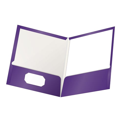 Oxford ShowFolio Purple Laminated Letter-Size Two-Pocket Folders - 25pk