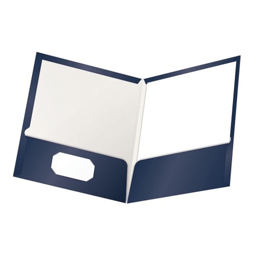 Oxford ShowFolio Navy Laminated Letter-Size Two-Pocket Folders - 25pk