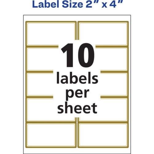 Avery 2" x 4" Gold Foil Permanent Address Lables - 100pk