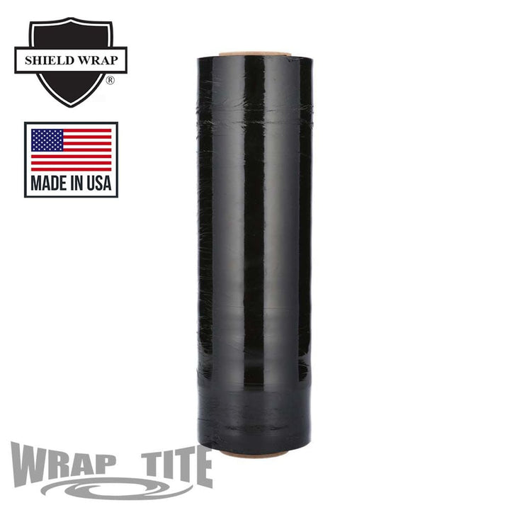 Wrap-Tite 80 Gauge 18" x 1500' Cast Hand Stretch Wrap Film (Tinted Black) - 4 Rolls