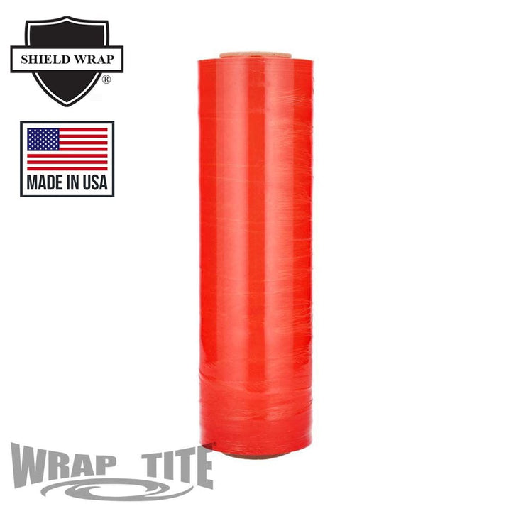 Wrap-Tite 80 Gauge 18" x 1500' Cast Hand Stretch Wrap Film (Tinted Orange) - 4 Rolls
