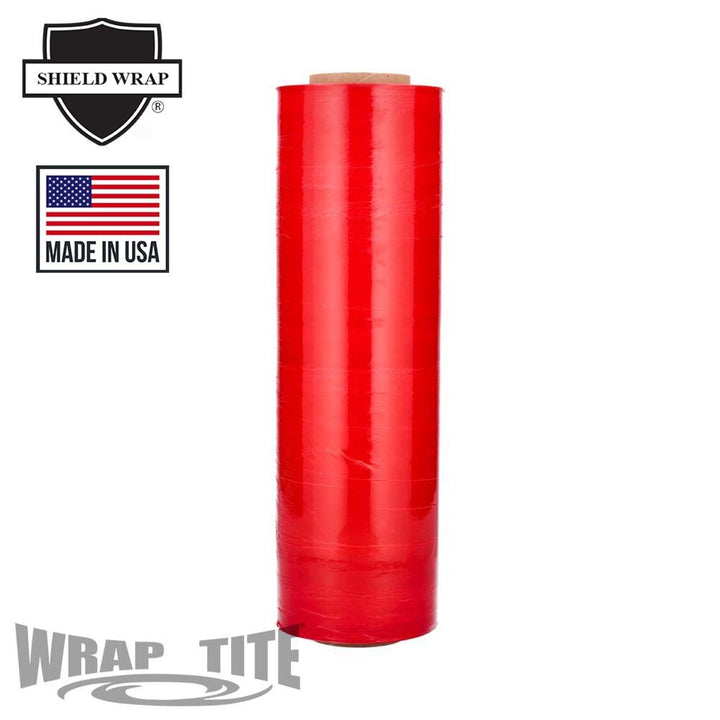 Wrap-Tite 80 Gauge 18" x 1000' Cast Hand Stretch Wrap Film (Tinted Red) - 4 Rolls