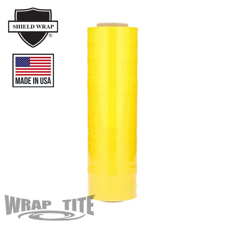 Wrap-Tite 80 Gauge 18" x 1000' Cast Hand Stretch Wrap Film (Tinted Yellow) - 4 Rolls