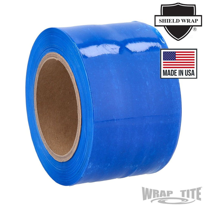 Wrap-Tite 80 Gauge 3" x 1000' Blue Cast Narrow-Width Banding Stretch Wrap Film - 18 Rolls