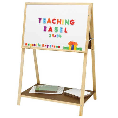 54" x 36" Adjustable Height Teaching Easel with Magnetic Dry-Erase/Masonite Surface