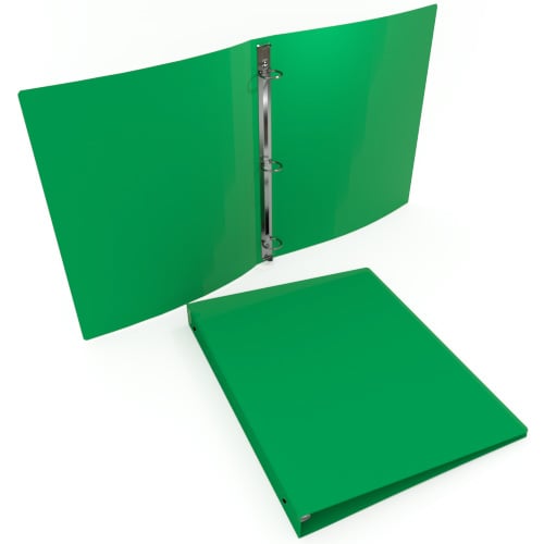 55 Gauge Emerald 11" x 8.5" Poly Round 3-Ring Binders - 100pk