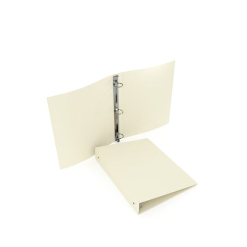 1/2" Ivory 55 Gauge 5.5" x 8.5" Poly Round 3-Ring Binders - 100pk
