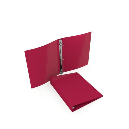 1/2" Maroon 55 Gauge 5.5" x 8.5" Poly Round 3-Ring Binders - 100pk