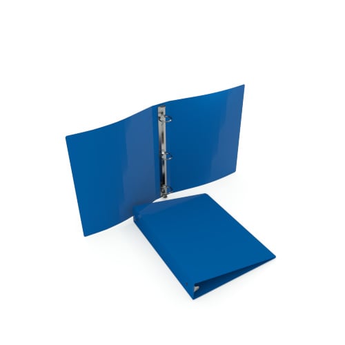 55 Gauge Royal Blue 5.5" x 8.5" Poly Round 3-Ring Binders - 100pk