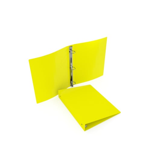 55 Gauge Yellow 5.5" x 8.5" Poly Round 3-Ring Binders - 100pk