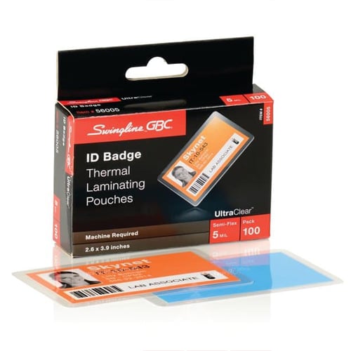 GBC Swingline 5mil UltraClear Government ID Size Thermal Laminating Pouches - 100pk