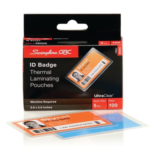 GBC Swingline 5mil UltraClear Government ID Size Thermal Laminating Pouches - 100pk