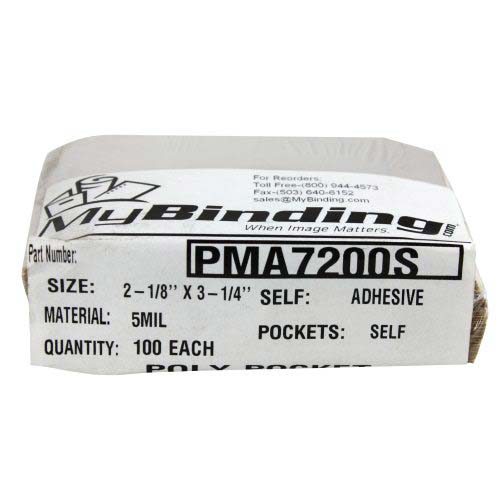 5mil 2-1/8" x 3-1/4" Self Adhesive Cover Pockets - 100pk