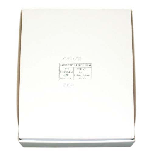 5mil 8" x 10" Photo Size Sticky Back Laminating Pouches 100pk