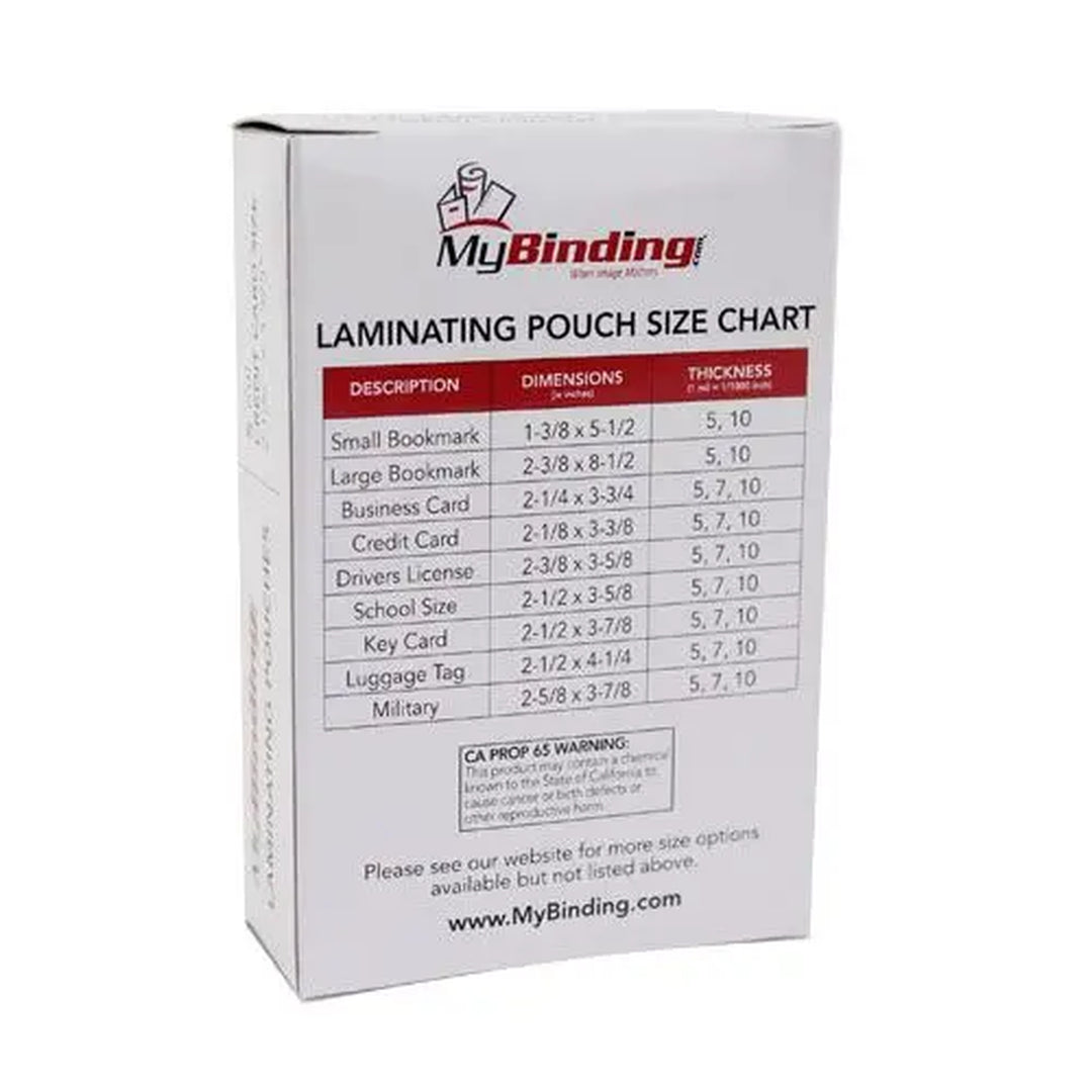 5MIL Credit Card 2-1/8" x 3-3/8" Laminating Pouches - 100pk