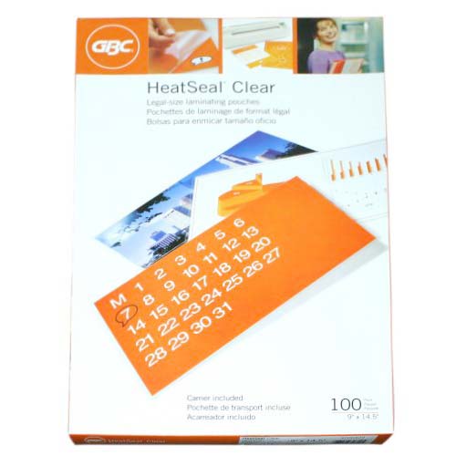 5mil GBC HeatSeal Clear Legal Size Laminating Pouches - 100pk