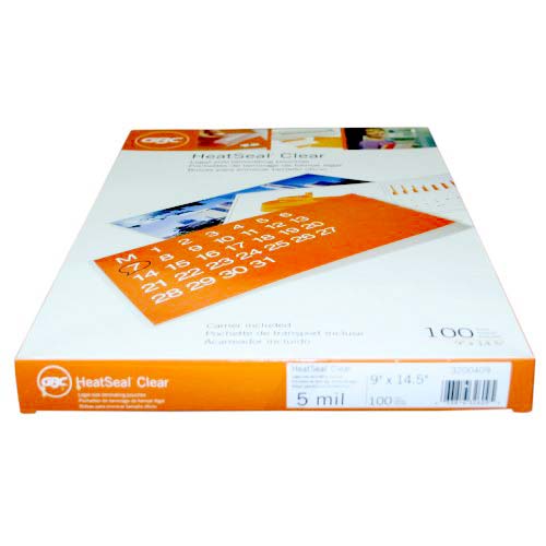5mil GBC HeatSeal Clear Legal Size Laminating Pouches - 100pk