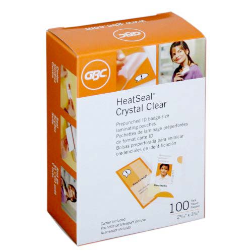 5mil GBC HeatSeal Crystal Clear Badge Size Pouches w/ Slot 100pk - 3200424