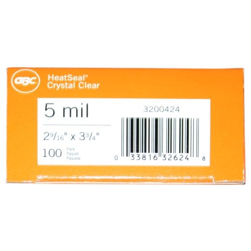 5mil GBC HeatSeal Crystal Clear Badge Size Pouches w/ Slot 100pk - 3200424
