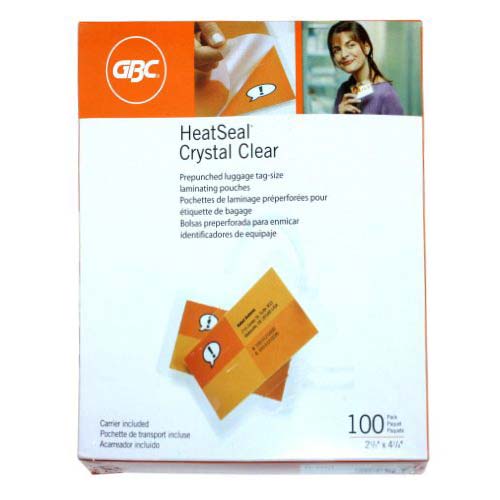 5mil GBC HeatSeal Crystal Clear PrePunched Luggage Tag Pouch - 3200423