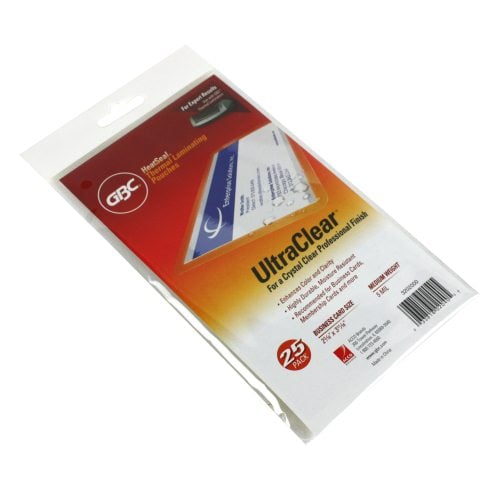 5mil GBC HeatSeal Ultra Clear Business Card Size Pouches - 25pk