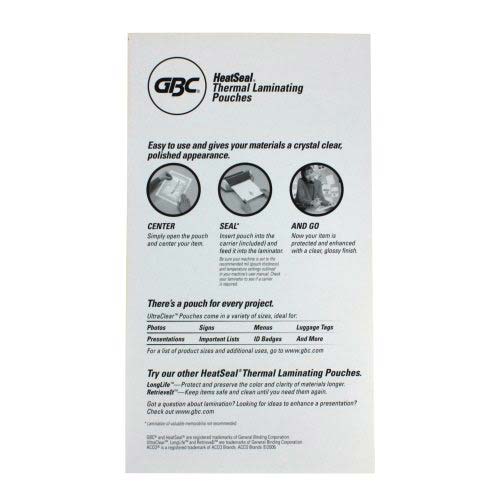 5mil GBC HeatSeal Ultra Clear Business Card Size Pouches - 25pk