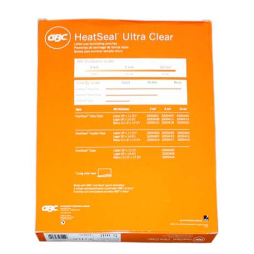 5mil GBC HeatSeal Ultra Clear Letter Size Pouches 100pk - 3200404
