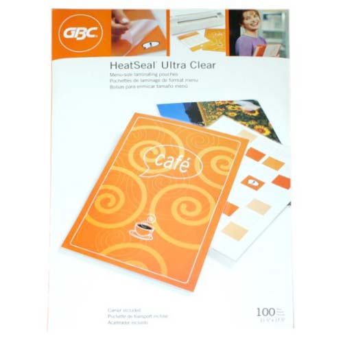5mil GBC HeatSeal Ultra Clear Menu Size Laminating Pouches 100pk - 3200418