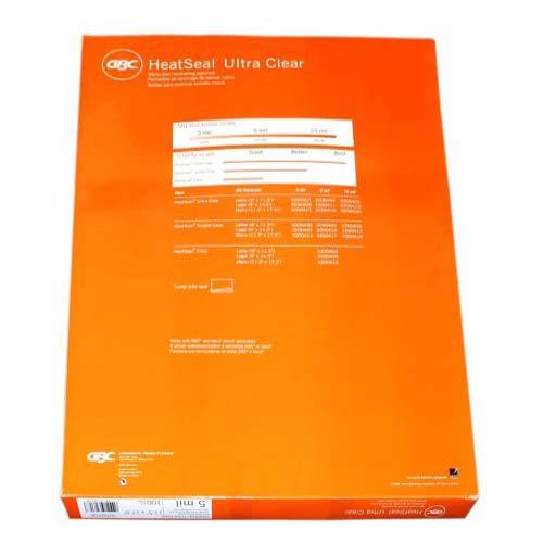 5mil GBC HeatSeal Ultra Clear Menu Size Laminating Pouches 100pk - 3200418