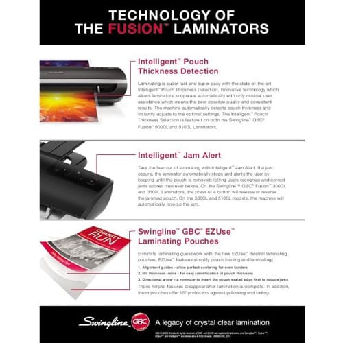 GBC Swingline EZUse 5mil Menu Size Thermal Laminating Pouches 100pk - 3740474C