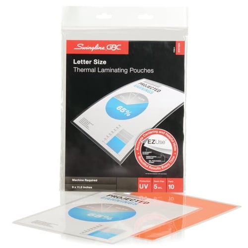 GBC Swingline EZUse 5mil Letter Size Thermal Laminating Pouches 10pk - 3747324C