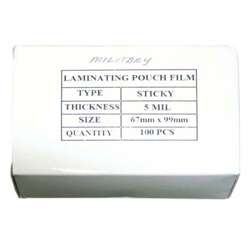 5mil Military Sticky Back Laminating Pouches - 100pk