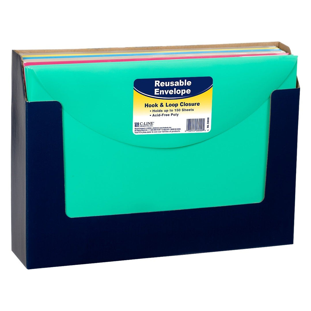 C-Line Assorted Reusable XL Poly Envelopes w/ Hook and Loop Closure 36pk - CLI-58000