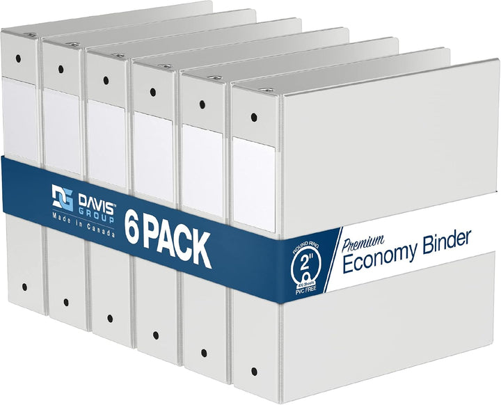 2" White Premium Economy Round Ring Binders - 6pk