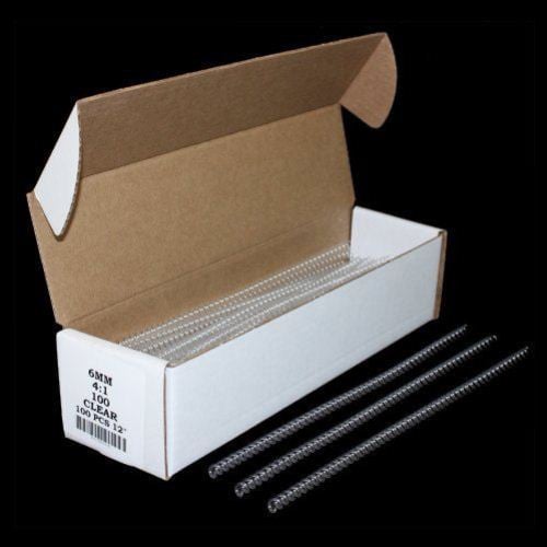 6mm Clear 4:1 Pitch Spiral Binding Coil - 100pk